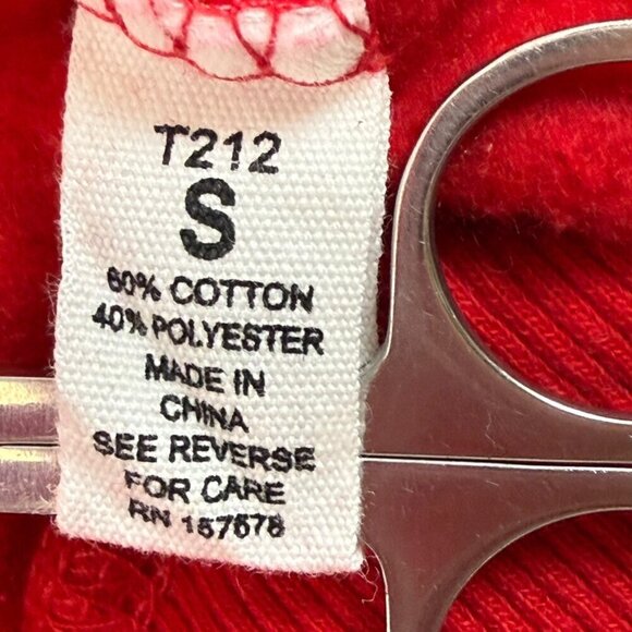 Reflex Sweatshirt Sz S Red Stars Long Sleeve Crew Neck Cropped Fleece Pullover - Picture 8 of 9